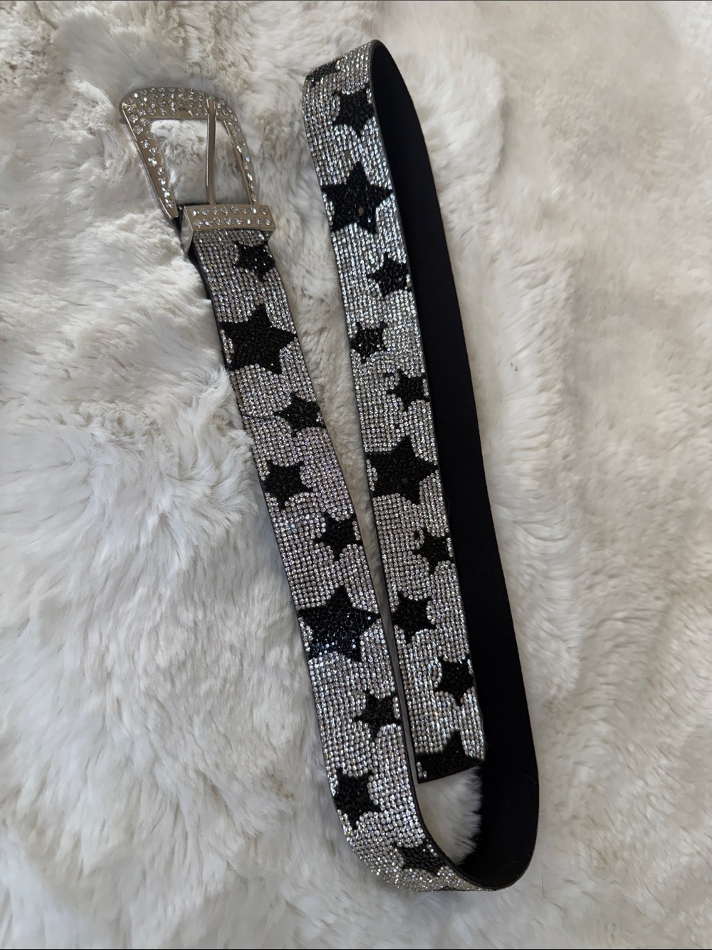 Crystal Star Accent Women's Belt - Silver and Black 42 in.